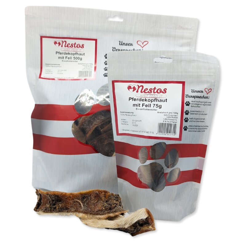 Pferdekopfhaut mit Fell (75g)